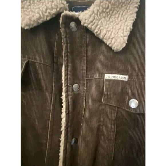 Vintage U.S Polo Assn Brown Corduroy Trucker Jacket Sherpa Lined Size XXL - Picture 5 of 7